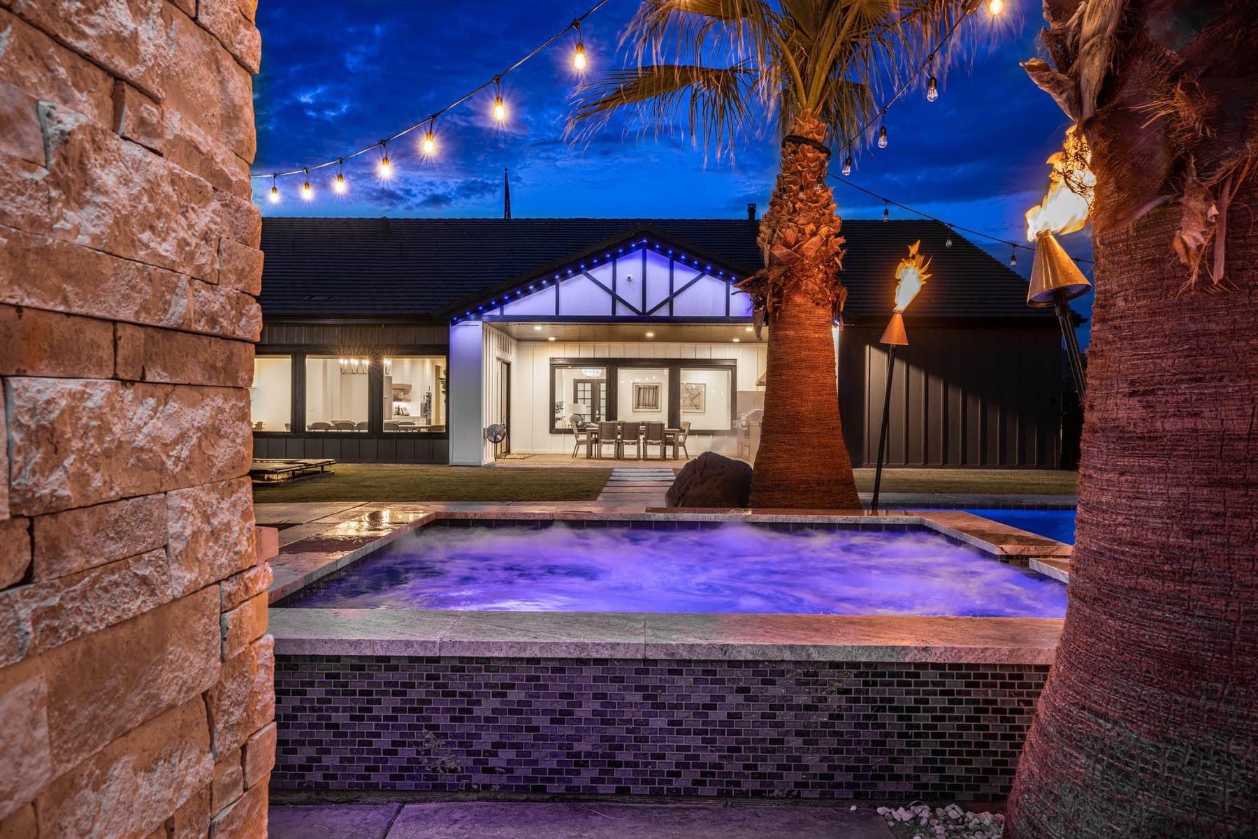 The hot tub at dusk
