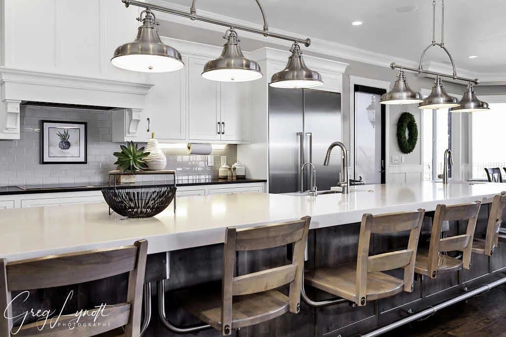 The kitchen bar, seating for six