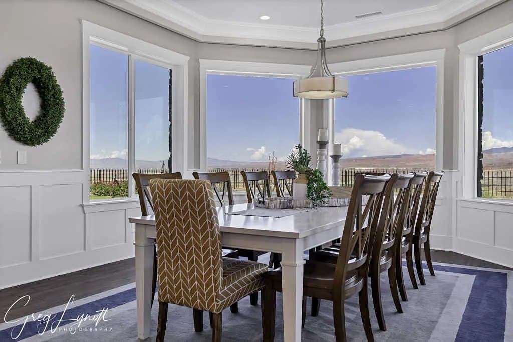 The dining room in its bay window