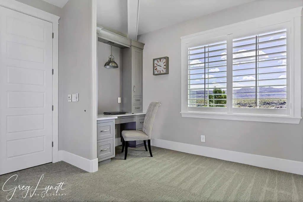 A study nook off a bedroom